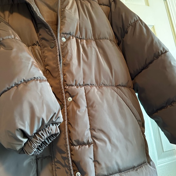 Tall Chocolate Brown Long Puffer Coat - Picture 4 of 6
